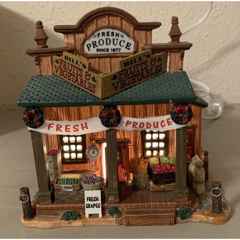 2005 Lemax Harvest Crossing Bill's Produce Mart #55261 Lighted Building